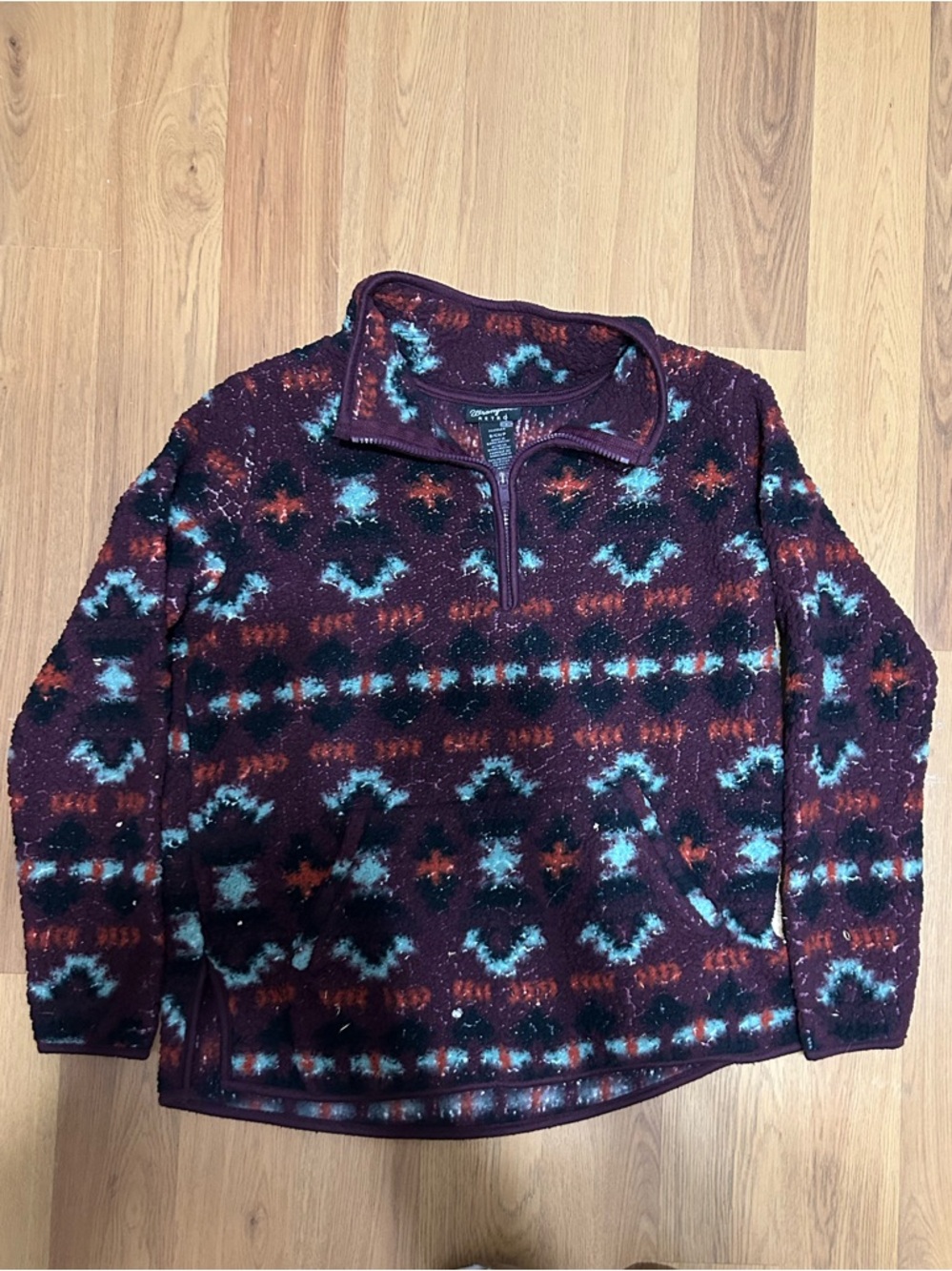 Wrangler Retro Sherpa Fleece Pullover Aztec Print Size Small